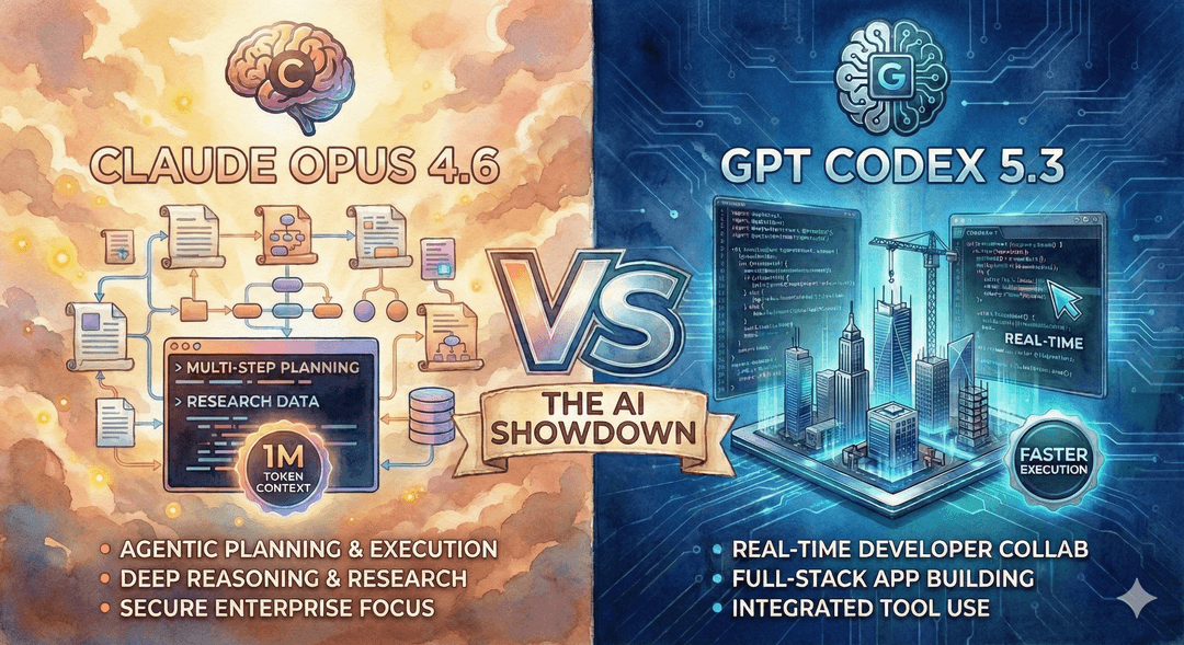Cover image for Claude Opus 4.6 vs GPT-5.3 Codex: AI Showdown ⚔️